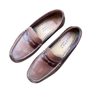 J. Murphy J&M Flex Brown Leather Penny Loafers Driving Shoes Sz 8 M GUC
